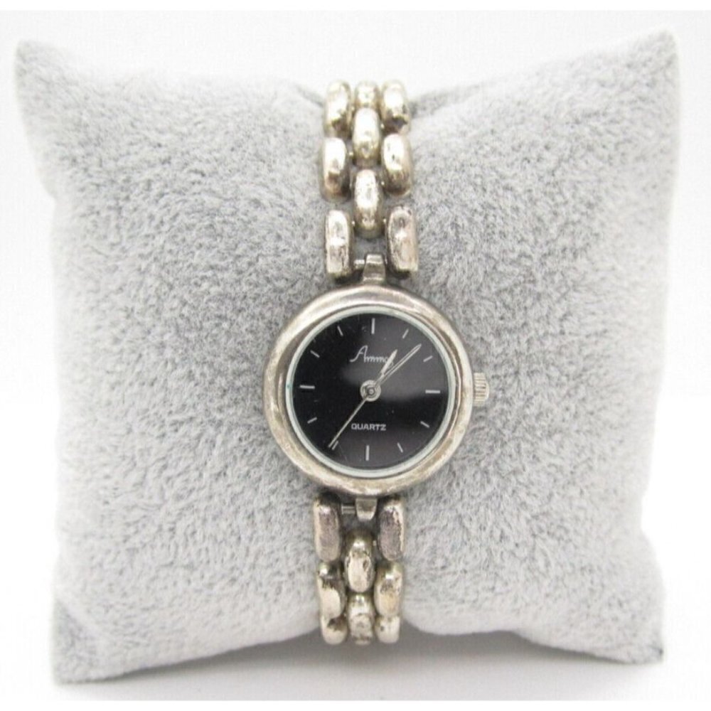 Women Ammos 925 Sterling Sliver Quartz WR Analog 23mm Round Watch (F837)